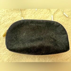 Dolce & Gabbana Black Velvet Make Up Pouch Bag with Gold Zip
